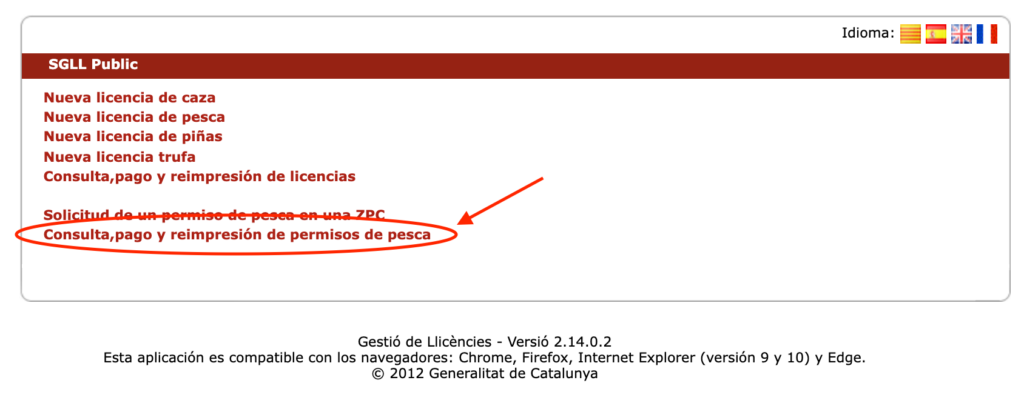 Duplicado Licencia pesca online Cataluña 1