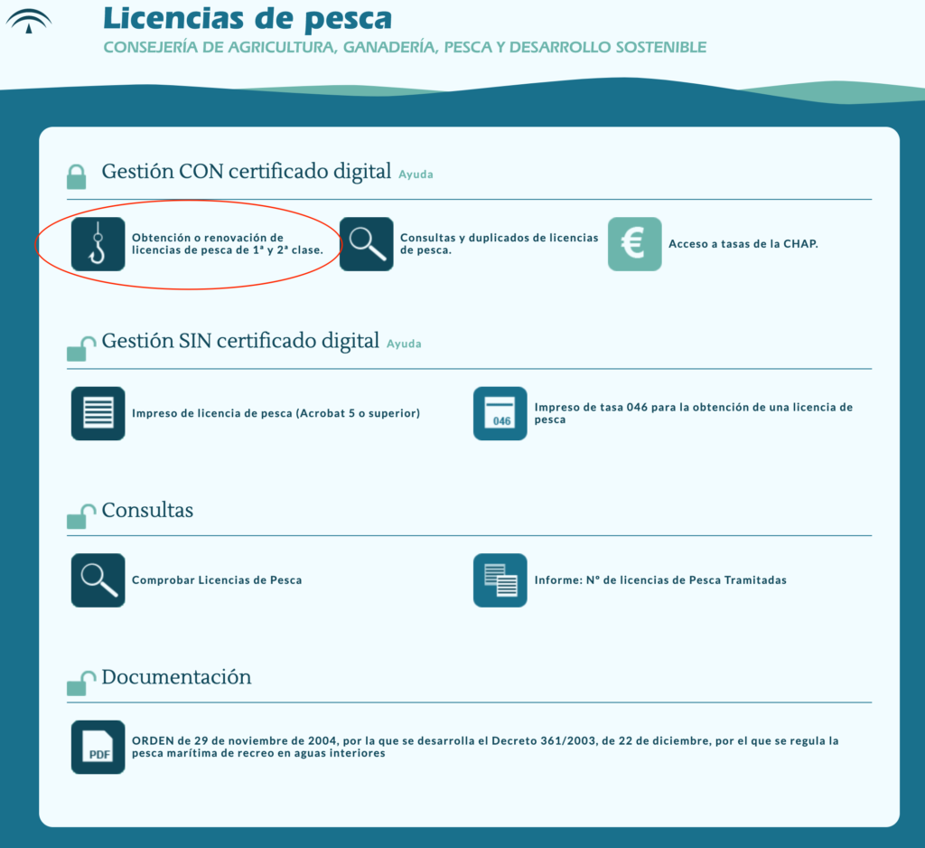 Licencia de Pesca Maritima Andalucia - 1