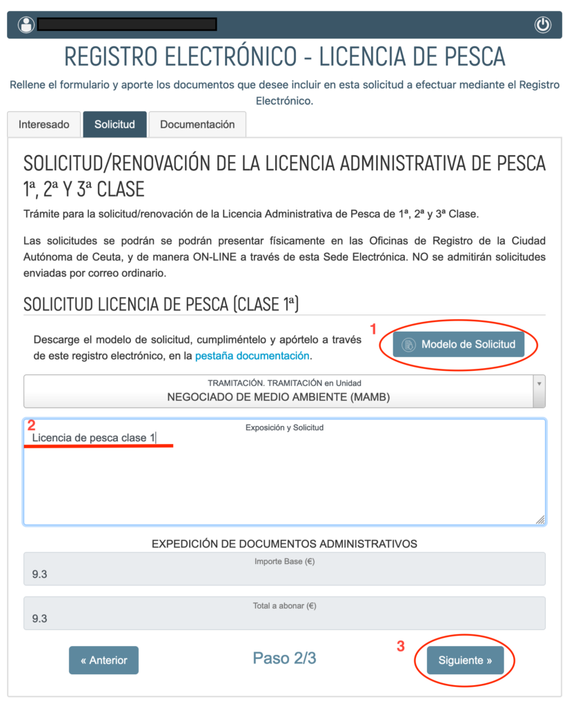 Licencia pesca Ceuta online 8