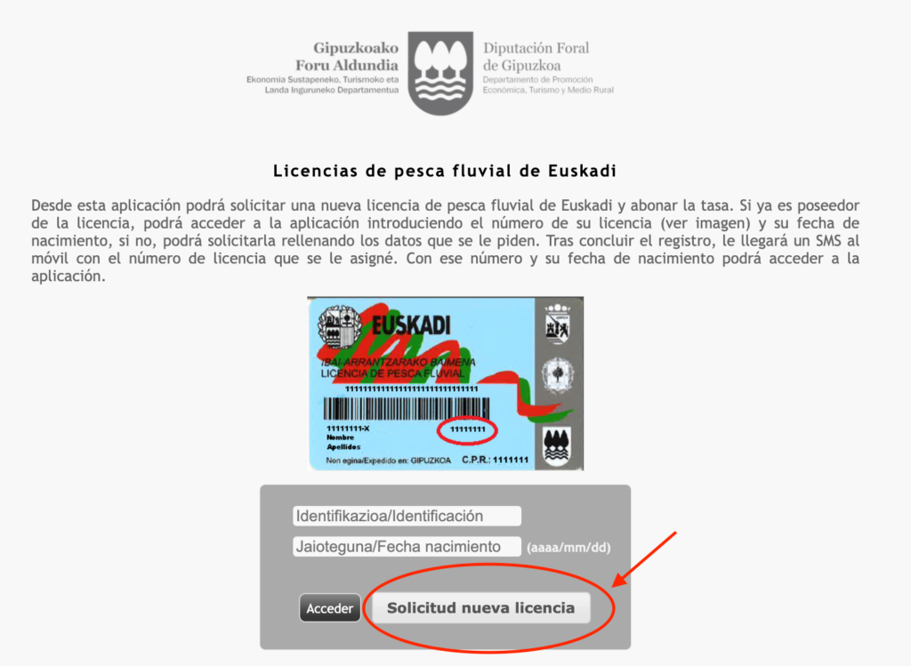 Licencia pesca fluvial online Euskadi 1
