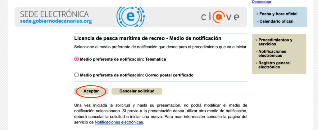 Licencia pesca maritima online Canarias 4