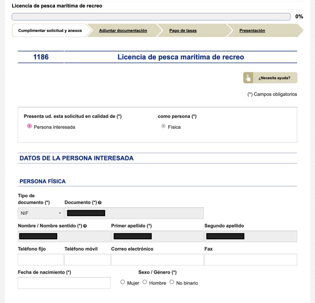 Licencia pesca maritima online Canarias 6